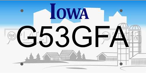 G53GFA Iowa License Plate