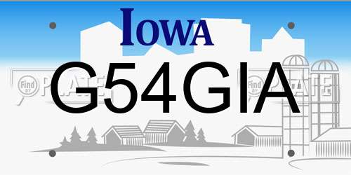 G54GIA Iowa License Plate