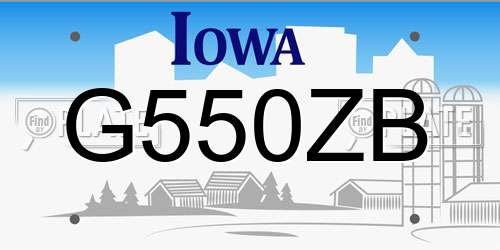 G550ZB Iowa License Plate