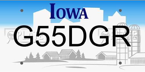 G55DGR Iowa License Plate