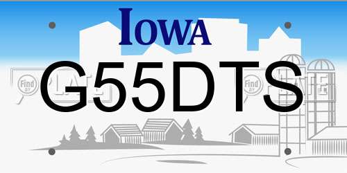 G55DTS Iowa License Plate