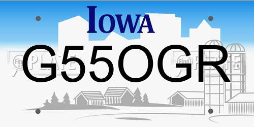 G55OGR Iowa License Plate