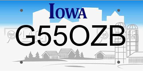 G55OZB Iowa License Plate