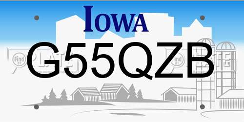 G55QZB Iowa License Plate