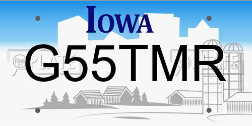 G55TMR Iowa License Plate