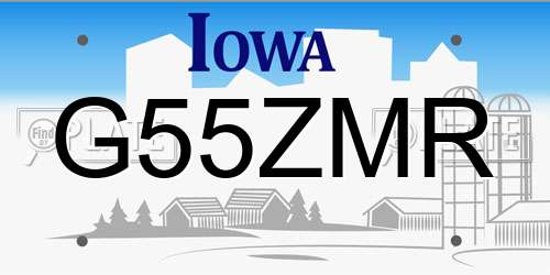 G55ZMR Iowa License Plate
