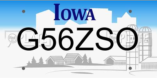 G56ZSO Iowa License Plate