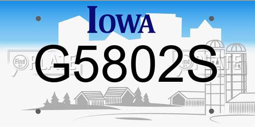 G5802S Iowa License Plate