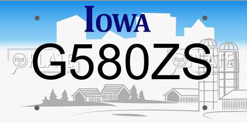 G580ZS Iowa License Plate