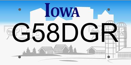 G58DGR Iowa License Plate