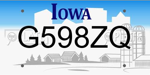 G598ZQ Iowa License Plate