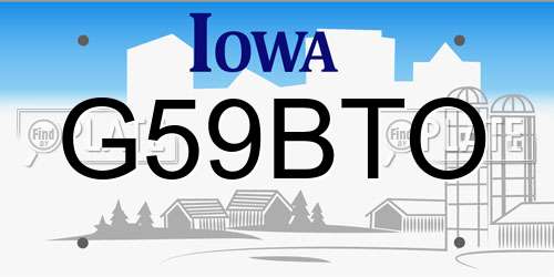 G59BTO Iowa License Plate