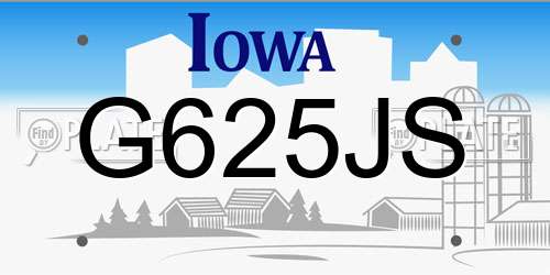 G625JS Iowa License Plate