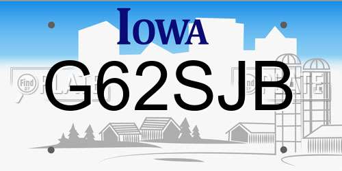 G62SJB Iowa License Plate