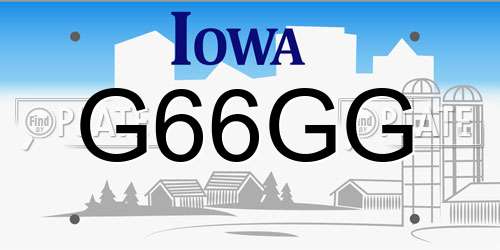 G66GG Iowa License Plate