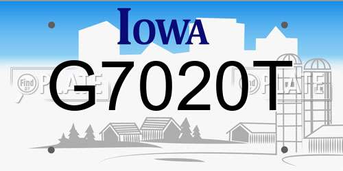 G7020T Iowa License Plate