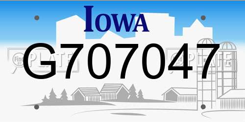 G707047 Iowa License Plate