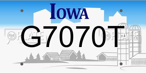 G7070T Iowa License Plate