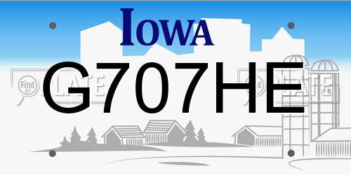 G707HE Iowa License Plate