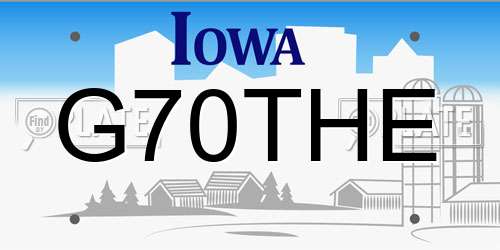 G70THE Iowa License Plate