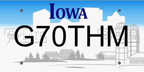 G70THM Iowa License Plate
