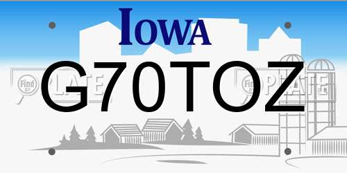 G70TOZ Iowa License Plate