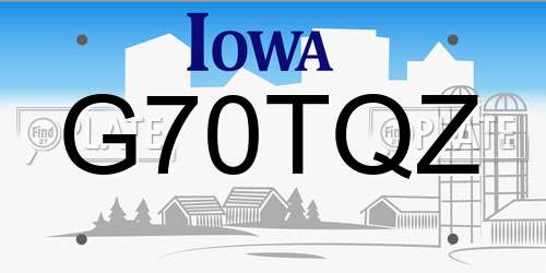 G70TQZ Iowa License Plate