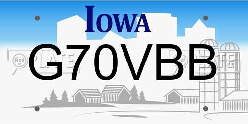 G70VBB Iowa License Plate