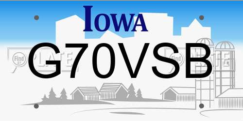 G70VSB Iowa License Plate