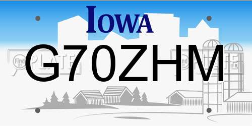 G70ZHM Iowa License Plate