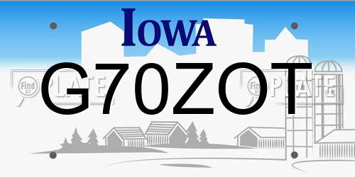 G70ZOT Iowa License Plate