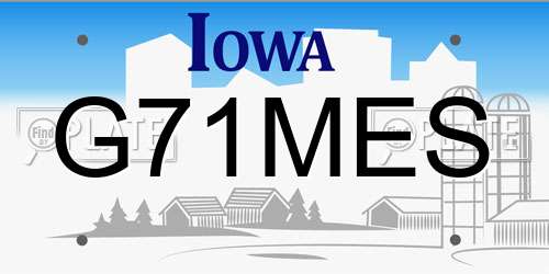 G71MES Iowa License Plate