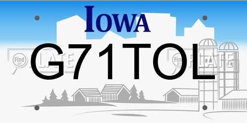 G71TOL Iowa License Plate