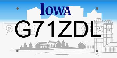 G71ZDL Iowa License Plate