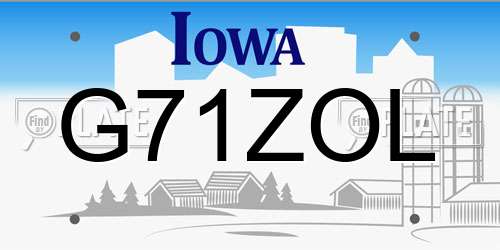 G71ZOL Iowa License Plate