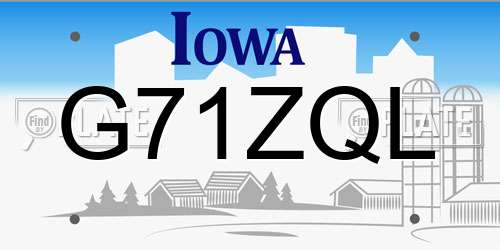 G71ZQL Iowa License Plate