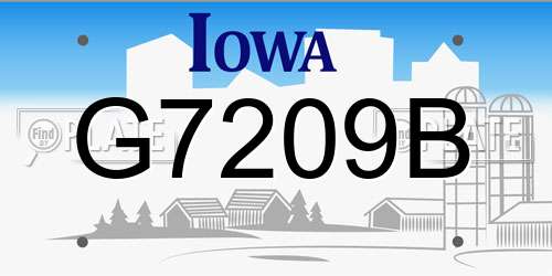 G7209B Iowa License Plate