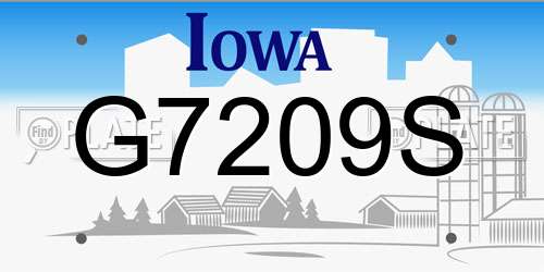 G7209S Iowa License Plate