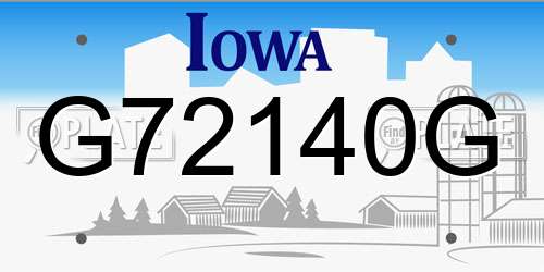 G72140G Iowa License Plate