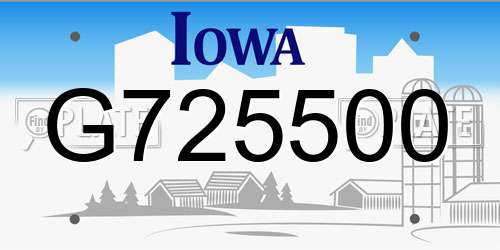 G725500 Iowa License Plate