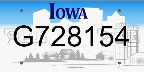 G728154 Iowa License Plate