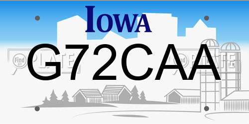 G72CAA Iowa License Plate