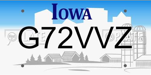 G72VVZ Iowa License Plate