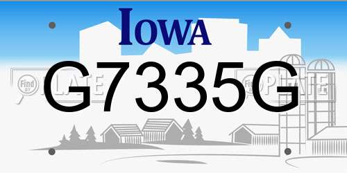 G7335G Iowa License Plate