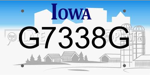 G7338G Iowa License Plate