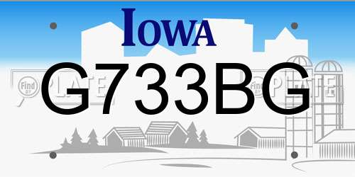 G733BG Iowa License Plate