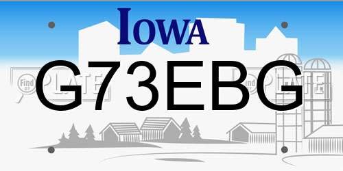 G73EBG Iowa License Plate