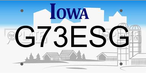 G73ESG Iowa License Plate
