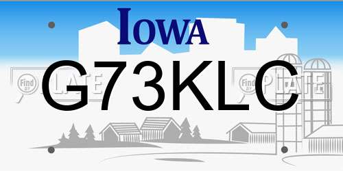 G73KLC Iowa License Plate
