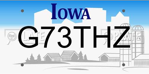 G73THZ Iowa License Plate